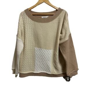 Amaryllis women's patchwork oversized boat neck‎ sweater size Xs/S